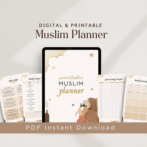 Muslim journal Printable and Digital, Muslimah Planner, Prayer Journal for Muslim Women, Quran Tracker and Salah Tracker, Islamic Planner socialmediaplanner #happyplanner🎡 Islam Study, Islamic Journaling, Muslim Planner, Quran Tracker, Muslim Journal, Salah Tracker, Quran Study, Islamic Planner, Islamic Journal