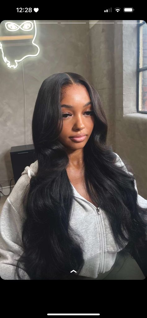 Middle Part Beach Waves Black Women, Beach Curls Black Women, Quick Waves, Beach Curls, Black Weave, Frontal Wigs, Baddie Hairstyles, Hair Inspo, Black Women