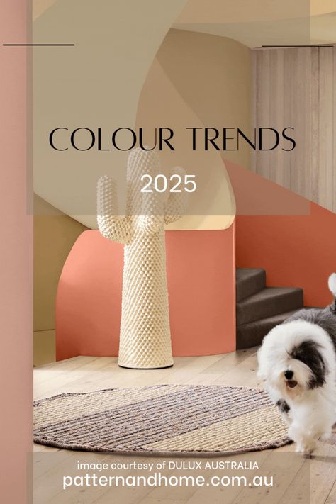 A look into the Dulux Colour Forecast for 2025. See what colours are trending in interior design, art and pattern design, and ways you can incorporate these trends in your home.  #colorpalette #colortrends #interiordesign #diyideas #homeimprovementideas #easyhomedecorideas Trends 2025 Interior Design, 2025 Colour Trend, Colour Trends 2025, Interior Design Trends 2024 2025, Interior Trends 2025, 2025 Trend Forecast, 2025 Design Trends, 2025 Interior Design Trends, Repainting Walls