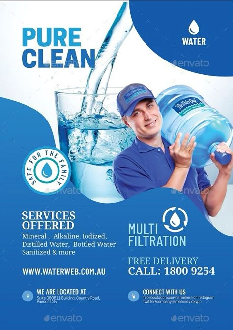 Water Refilling Services Flyer #Refilling, #Water, #Flyer, #Services Water Campaign Advertising, Water Product Design, Water Refilling Station Design, Water Refilling Station, Water Advertising, Water Ads, Refilling Station, Web Design Infographic, Water Business