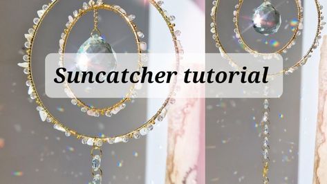 wire wrapped crystal suncatcher tutorial - Alanis DIY tutorial - YouTube Stone Wind Chimes Diy, Beaded Suncatchers Diy, How To Make Beaded Suncatchers, Diy Suncatchers Crystals Tutorial, How To Make Crystal Suncatchers, Spiral Suncatchers Diy, Window Suncatcher Diy, Crystal Suncatchers Diy Sun Catcher, How To Make Sun Catchers