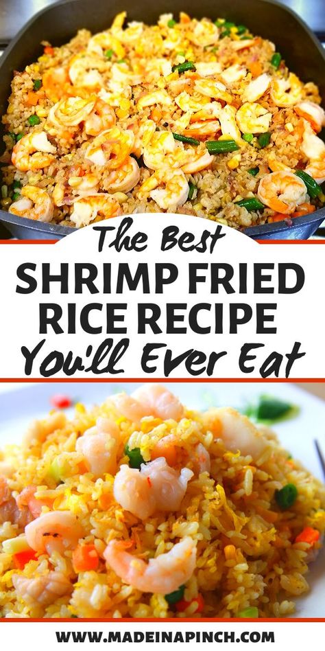 The best shrimp fried rice recipe for an easy healthy weeknight dinner! This one pan, 30 minute recipe will quickly become a family favorite dinner! #shrimpfriedrice #betterthantakeout #chinesefood #dinnerrecipes #easy #delicious Healthy Shrimp Fried Rice Recipe, Shrimp Fried Rice Recipe Easy, Best Shrimp Fried Rice, Healthy Shrimp Fried Rice, Chinese Shrimp Fried Rice, Easy Shrimp Fried Rice Recipe, Best Fried Rice Recipe, Chinese Meals, Shrimp Fried Rice Recipe