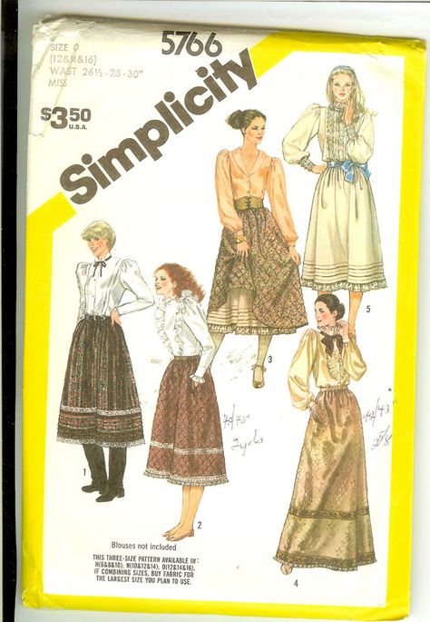 Vintage Skirt  80s Vintage Sewing Pattern Simplicity 5766  Size 12 14 16 misses skirts Uncut 1980s Cottagecore Dress Pattern, Simplicity Patterns Costumes, Petticoat Pattern, Protect Our Planet, Quilted Skirt, Burda Patterns, 1970s Dress, Couture Vintage, Simplicity Sewing Patterns