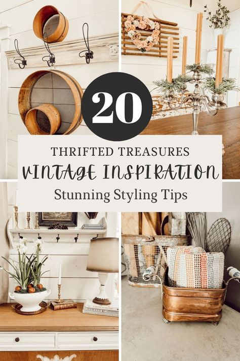 Vintage Décor Inspiration: Top 20 Treasures & Stunning Styling Tips Staging Vintage Items, How To Style Antiques, Decorating Vintage Style, Useful Home Decor, Antique Finds Home Decor, Vintage Vignettes Styling Display Ideas, Vintage Items Aesthetic, Thrifted Decor Aesthetic, Vintage Decor Ideas For The Home