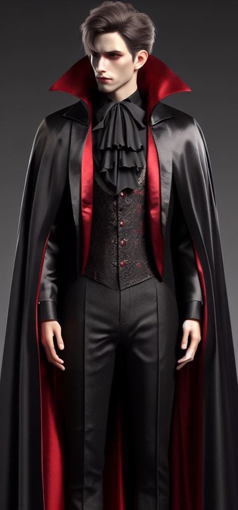 Vampire Men Fashion, Vampire Costume Ideas For Men, Dracula Costume Mens, Vampire Outfit Aesthetic Male, Vampire Male Costume, Vampire Guy Aesthetic, Vampire Outfits Men, Vampire Halloween Costume Men, Vampire Costume Men