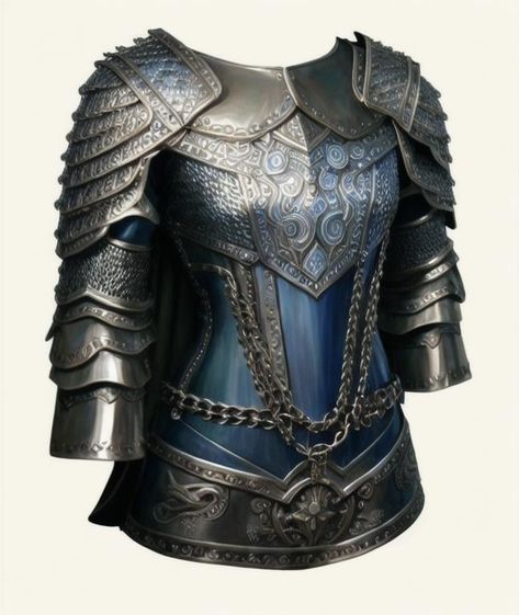 Fantasy Chainmail Armor Art, Scalemail Armor, Outfit Oc, Blue Armor, Dnd Paladin, Chainmail Armor, Armor Tattoo, Scale Mail, Medieval Clothes