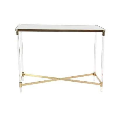 44 in. Clear Rectangle Metal Contemporary Console Table Acrylic Console Table, Mirror Console Table, Contemporary Console Table, Metal Console Table, Mirrored Console Table, Metal Console, Mirror Console, Acrylic Legs, Modern Console Tables