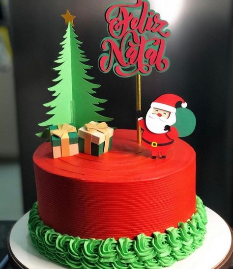 Bolo decorado para o natal: +77 ideias - Entre na Festa® Sweet Birthday Cake, Showstopper Cakes, Christmas Cake Ideas, Christmas Holiday Cake, Christmas Cake Designs, Beautiful Cake Designs, Christmas Cake Topper, New Year's Cake, Christmas Topper