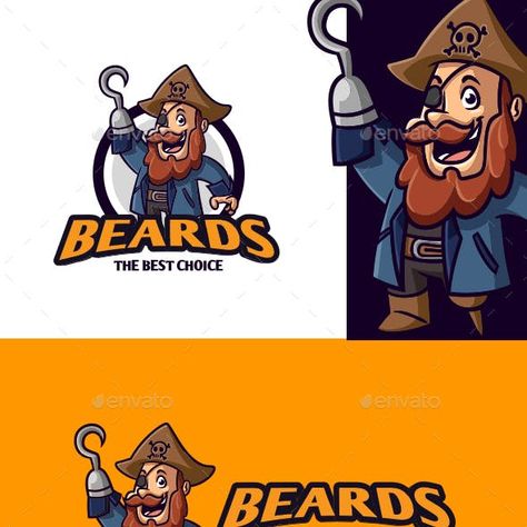 Cartoon Pirates Character Mascot Logo Pirates Character, Pirate Mascot, Sea Pirates, Game Graphics, Logo Character, Logo Game, Character Mascot, Mascot Logo, Mascot Design