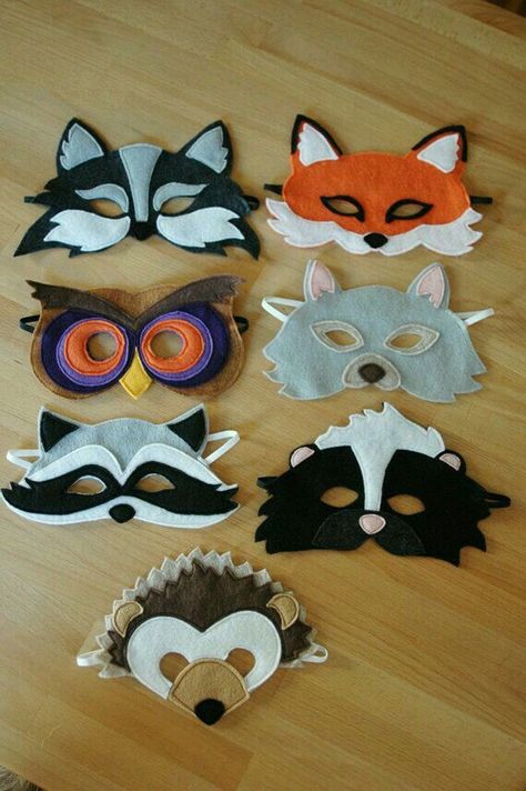 Kids Crafts Masks, Raccoon Mask, Felt Animal Masks, Owl Mask, Felt Mask, Children's Mask, Rings Rings, Animal Masks, Rings Engagement