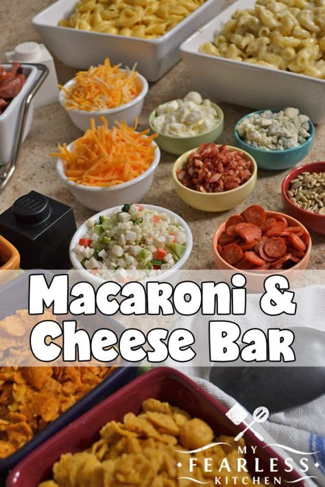 Max And Cheese Bar Toppings, Mac And Cheese Bar Parties, Loaded Mac And Cheese Bar, Loaded Mac And Cheese Bowls, Max And Cheese Bar, Mac And Cheese Board, Mac N Cheese Bar Toppings, Diy Food Bars For Parties, Mac N Cheese Toppings