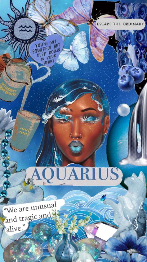 #Aquarius Aquarius Birthday Ideas, Aquarius Szn Photoshoot, Aquarius Photoshoot Ideas, Aquarius Mood Board, Aquarius Photoshoot Inspiration, Aquarius Birthday Photoshoot, Aquarius Collage, Aquarius Party, Aquarius Photoshoot