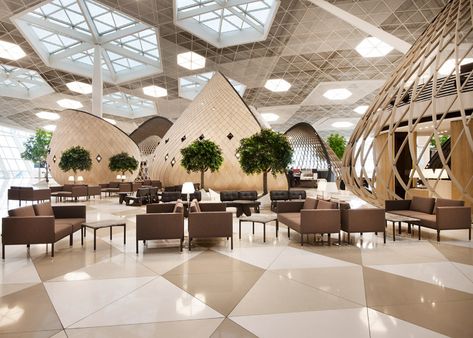 Autoban designs Heydar Aliyev International Airport terminal in Baku Baku Airport, Turkish Architecture, Airlines Branding, Lounge Interiors, Airport Design, Airport Lounge, Mall Design, Airports Terminal, Design Del Prodotto