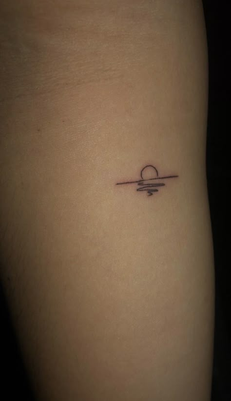 Sail Across The Sun Tattoo, Peace Like A River Tattoo, Dainty Sea Tattoos, Dainty Water Tattoos, Storm Tattoo Minimalist, Minimalistic Sunset Tattoo, Dainty Line Work Tattoo, Sunset Wave Tattoo, Small Line Work Tattoo Simple