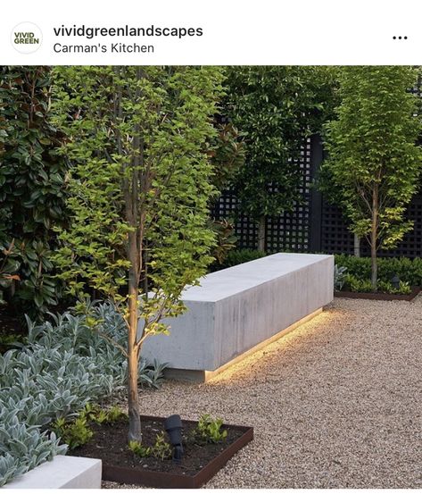 Modern Minimal Landscape Design, Concrete Garden Bench, Concrete Bench, Concrete Garden, Outdoor Gardens Design, Backyard Garden Design, Garden Landscape Design, Interior Garden, Garden Seating