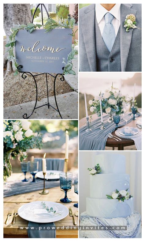 Shades Of Blue Wedding, Baby Blue Weddings, Wedding Color Palettes, Wedding Color Ideas, Wedding Color Trends, Light Blue Wedding, Blue Themed Wedding, Wedding Colors Blue, Wedding Palette