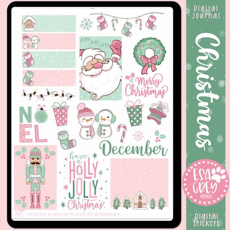 Cute Christmas Sticker Art December Stickers, Digital Planning Stickers, Christmas Planner Stickers, Free Planner Printables, Space Text, Stickers Scrapbook, Goodnotes Stickers, Christmas Planner, Planning Stickers