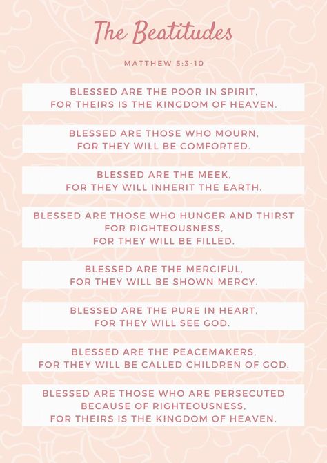 Matthew 5:3-10 Matthew Verses, Matthew 5 3, Seek First The Kingdom, The Beatitudes, Memory Verses, Scripture Memory, Matthew 5, Blessed Are Those, Christian Things