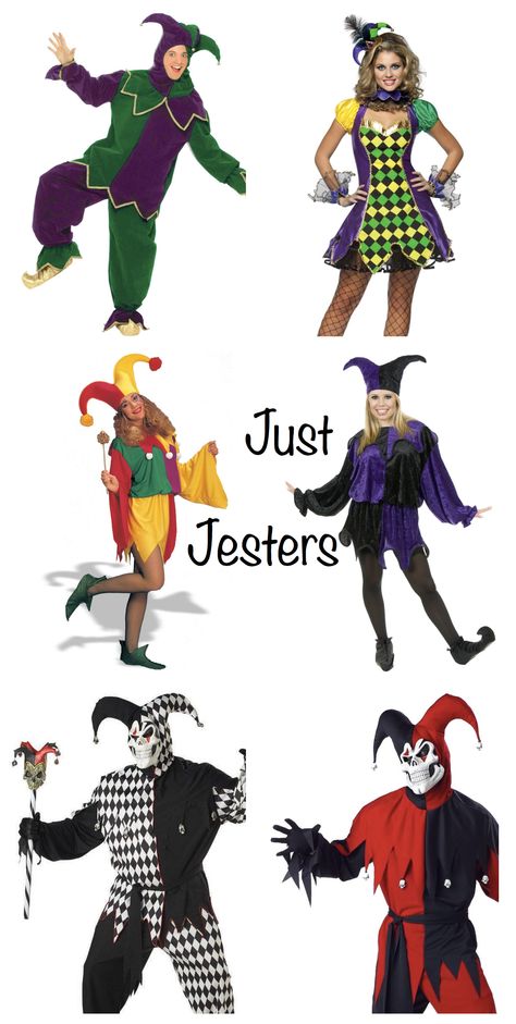 Carnivale & Mardi Gras Costumes | Halloween Costume Ideas >>  Jester Costumes Diy Jester Costume Women, Jester Costume Male, Jester Costume Pattern, Jester Costume Ideas, Medieval Jester Costume, Jester Costume Diy, Diy Jester Costume, Jester Costume Female, Court Jester Costume