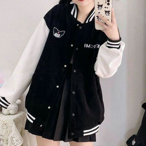 Sanrio Jacket, Kuromi Outfit, Kuromi Clothes, Sanrio Outfits, Sanrio Clothes, Kawaii Hoodies, School Uniform Fashion, Hello Kitty Clothes, Aesthetic Dress