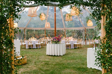 An wedding reception oasis of bright prints and lush florals! Photography Camp, Maine Wedding Venues, Tented Wedding, Warehouse Wedding, New England Wedding, Pinch Me, Seaside Wedding, Maine Wedding, Garden Party Wedding