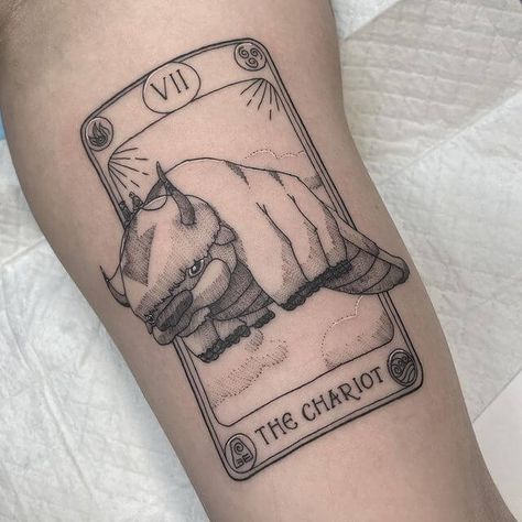 Appa Tattoo Appa Tattoo, Sky Bison, Fandom Tattoos, Atla Tattoo, Avatar Tattoo, Tarot Card Tattoo, Tarot Tattoo, Samurai Tattoo Design, Turtle Tattoo