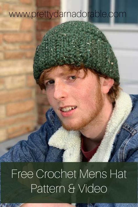 Looking for a free crochet pattern for a man's hat? This Fisherman Cap is perfect for winter. Crochet this hat in any color to match his style. The video tutorial makes it easy to follow along. Crochet Mens Hat Pattern, Mens Hat Pattern, Crochet Projects To Sell, Beanie Pattern Free, Winter Patterns, Crochet Mens Hat, Beanie Hat Pattern, Crochet Men, Hat Patterns Free