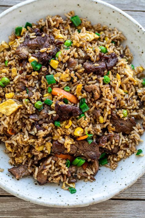 Steak Fried Rice Recipe, Steak Fried Rice, Teriyaki Steak Fried Rice, Steak And Rice Recipes, Easy Hibachi Steak Fried Rice, Steak Kimchi Fried Rice, Beef Fried Rice, Easy Chicken Stir Fry, Spaghetti With Ground Beef