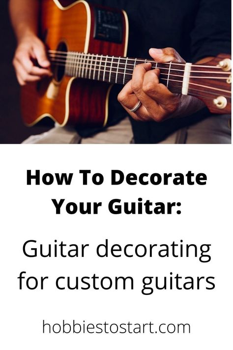 Cool guitar designs can go a long way. Guitar decorating is a great way to add style to your custom guitars! Cool Guitar Designs, Hobbies To Start, Guitar Decorations, Guitar String Jewelry, Guitar Designs, Jewelry Tips, Custom Guitars, Guitar Strings, Guitar Design