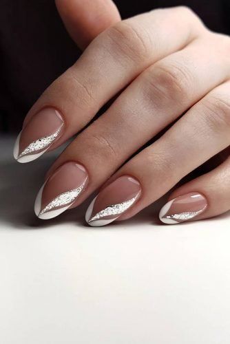 Bridal Nails Trends For 2020 ★ bridal nails trends french manicure silver glitter figure design artemova_art_nail Bridal Nails Designs, Bridal Nail Art, French Manicure Nails, Her Nails, Pretty Nail Art Designs, Wedding Nails Design, Nail Art Wedding, Bride Nails, Orange Nails