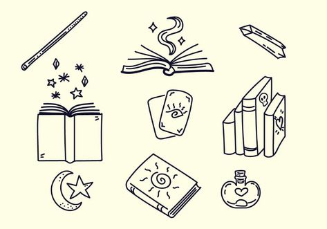 Books Vector, Magic Doodle, Animated Witch, Witch Drawing, Books For Free, Spell Books, Pen Illustration, Magical Book, Witch Spell Book