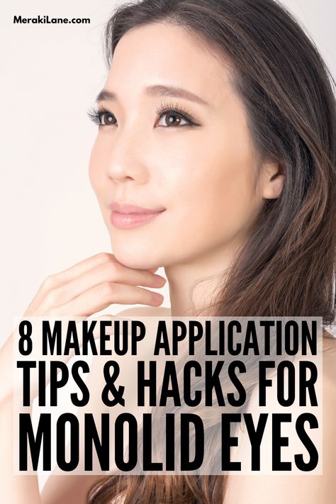 8 Monolid Eye Makeup Hacks to Elevate Your Look | Also known as hooded eyelids, monolid eyes do not have a crease and require an entirely different eye makeup routine than what works for round or almond eyes. In this post, we share everything you need to know -- makeup Dos and Don'ts plus the best tips, products, and application techniques (including step-by-step eye makeup application tutorials) to help you learn how to make your monolid eyes pop. Monolid Eyeliner Tutorial, Makeup For Asian Eyes Hooded Eyelids, Monolid Eye Makeup Tutorial, Asian Eye Makeup Monolid, Monolid Makeup Looks, Makeup For Monolid Eyes, Asian Eye Makeup Tutorial, Eye Makeup Hacks, Different Eye Makeup