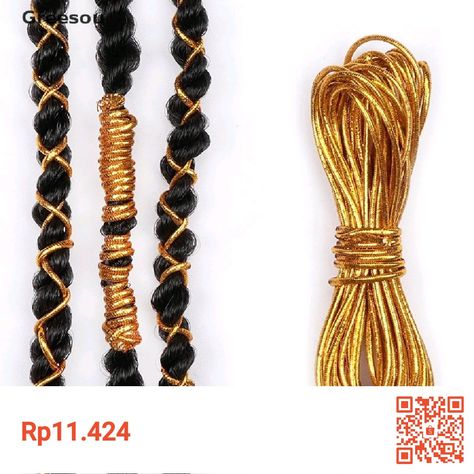 Braids Hair Accessories, Hair Strings, Beads Braids, Two Color Hair, Hair Tinsel, Dreadlock Beads, Gold Hair Accessories, Hair Aesthetic, Cord Jewelry