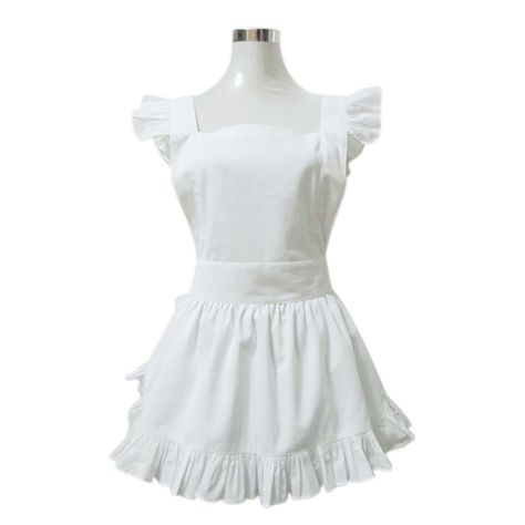 Opentip.com: Aspire White Apron Cute Women's Apron French Maid Style Cooking Aprons Kitchen Halloween Party Favor Style White Skirt, Maid Apron, Apron Cute, Skirt Overalls, Cooking Aprons, Ruffle Apron, Apron For Women, Halloween Party Gifts, Vintage Halloween Costume