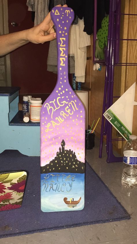 My tangled paddle for my tangled loving big! ΣΣΣ Paddle Sorority, Paddle Designs, Tangled Theme, Phi Sigma Pi, Alpha Kappa Psi, Paddle Ideas, Delta Zeta Sorority, Sorority Ideas, Sigma Pi