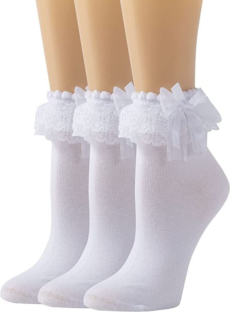 Himekaji Outfits, Lace Ankle Socks, Socks Lace, Frilly Socks, Ruffled Socks, Pearl Lace, Ankle Socks Women, Lace Socks, Pearl And Lace