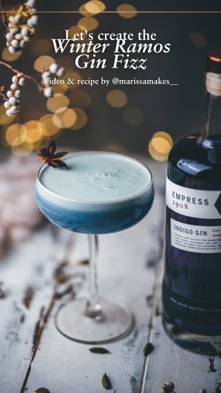 Empress 1908 Gin - Cocktails Recipes for Everyone Festive Gin Drinks, Ramos Gin Fizz Recipe, Gin Cocktails Winter, Indigo Gin Cocktails, Gin Winter Cocktails, Gin Holiday Cocktail, Winter Gin Cocktails, New Year Cocktails, Holiday Vodka Cocktails