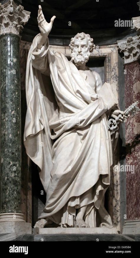 Download this stock image: Statue of Saint Peter the apostle into a niche in the Archbasilica of St. John Lateran, Rome Italy - EA95B4 from Alamy's library of millions of high resolution stock photos, illustrations and vectors. Peter The Apostle, Saint Statues, Watercolor Portrait Painting, Paper Craft Videos, Angel Sculpture, Roman Sculpture, Jesus Christ Art, Saint Peter, St Peter