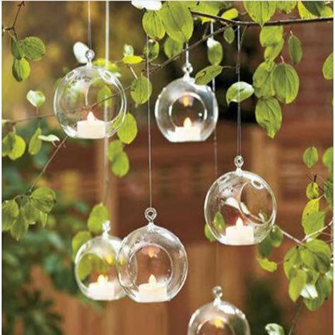 Amazon.com: 18pcs Small Ball Globe Shape Clear Transparent Hanging Glass Vase Flower Plants Terrarium Vase Container DIY Wedding Home Decoration (Clear): Health & Personal Care Hanging Glass Vase, Hanging Tea Lights, Hanging Candle Holder, Terrarium Containers, Air Plant Terrarium, Geometric Terrarium, Candle Holders Wedding, Glass Tea Light Holders, Hanging Candles