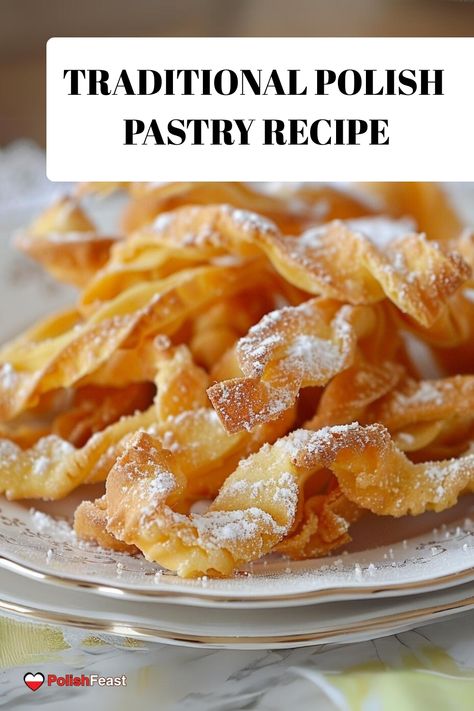 Angel Wings Cookies Polish, Polish Angel Wings, Polish Pastry Recipes, Polish Desserts Traditional, Polish Christmas Food, Polish Pastries, Angel Wings Dessert, Polish Pastry, Polish Snacks