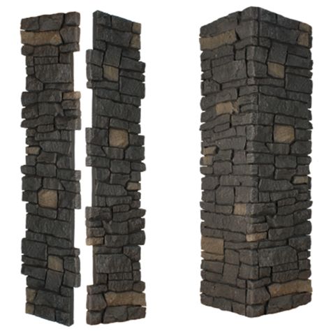 Stone Pillars Columns, Stone Panels Exterior, Driveway Gate Diy, Porch Pillars, Front Porch Columns, Outdoor Columns, Stone Porches, Stone Veneer Panels, Faux Stone Walls