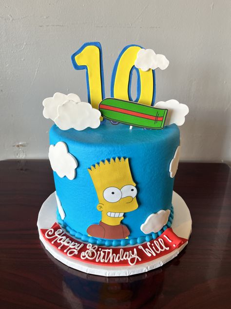 10th Birthday Cake, Simpsons Cake, 10 Birthday Cake, 10% Happier, Birthday Board, 10th Birthday, The Simpsons, Birthday Cakes, Cake Ideas