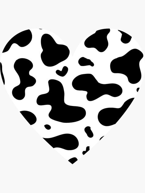 "Super Cute Heart Cow Print" Sticker by saeroun | Redbubble Cow Print Pictures, Cow Print Cricut Ideas, Cute Heart Stickers, Cute Cow Sticker, Cow Print Heart, Heart Shirt Design, Finish The Heart, Cow Heart, Cow Stickers