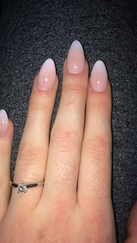 Almond French Fade, Faded French Nails With Art, French Tip Fade, Faded French Tip, French Fade Nails, Ombre French Nails, Ombre French Tips, Almond Nails French, Faded Nails