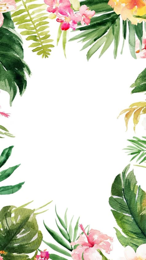 Tropical Flowers Background, Vector Wallpaper Iphone, Hawaiian Background, Aesthetic Vector, Tropical Frames, Tropical Birthday Party, Aloha Party, Vector Wallpaper, Fiesta Tropical