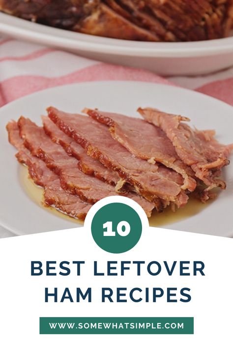 Now you can make an easy breakfast, lunch or dinner by putting your leftover ham to good use!  If you're not sure what to do with your leftover ham, here are 10 of our favorite ham recipes that are easy to make. From soups to sandwiches, there's a recipe everyone will love. Leftover Easter Ham Recipes, Ham Slices Recipes, Ham Dinners, Ham Recipes Healthy, Pork Casserole Recipes, Ham Dinner Recipes, Sage Risotto, Christmas Ham Recipes, Ham Casserole Recipes