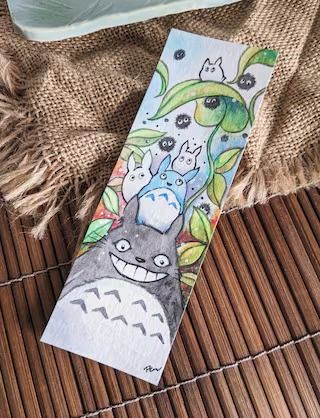 patriciastudio - Etsy Canada Totoro Bookmark, Bookmark Watercolor, Embroidered Canvas Art, Embroidered Canvas, Ghibli Art, Studio Ghibli, Watercolor Painting, Ontario, Art Inspo