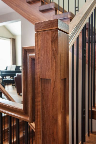 Craftsman Stairs, Craftsman Staircase, Stair Newel Post, Interior Stair Railing, Craftsman Homes, Handrail Design, Craftsman Interior, Craftsman Design, Stair Railing Design