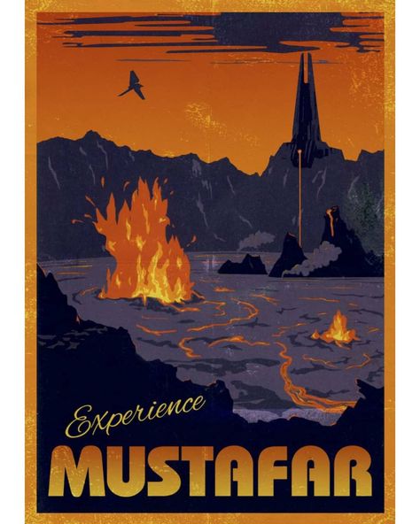 Mustafar Star Wars, Star Wars Travel Posters, Retro Star Wars, Diary Art, Star Wars Planets, Planet Poster, Star Wars Decor, Star Wars Prints, Star Tours