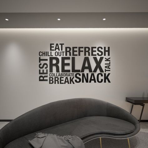 Break Room Decor, Staff Lounge, Sign Lettering, Student Lounge, Wellness Room, Teachers Lounge, Staff Room, Lounge Design, Office Workspace